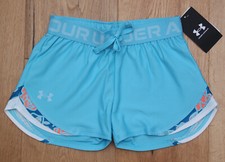 Under Armour Girls Play up Printed Shorts  Aqua, White  Orange 