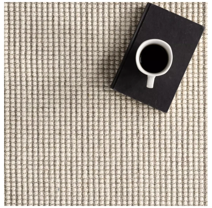 Alfombra de lana y sisal 8 x 10 nuLOOM Monica - Marfil crema liso - Borde de algodón Foto 3 de 4