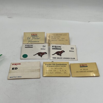 Vintage ESSO Oil Fuel pin badge Tiger Exxon Mobil Sales Associate Name Badge Lot