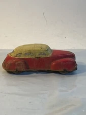 Vintage Sun Rubber Co Sedan 4-Door  Car 4" Red Yellow - Original