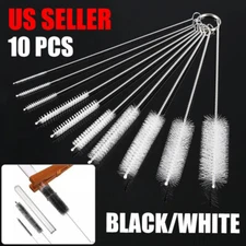 US Nylon Straw Brush Cleaner Bottle Tube Pipe Small Long Cleaning 10Pcs Set