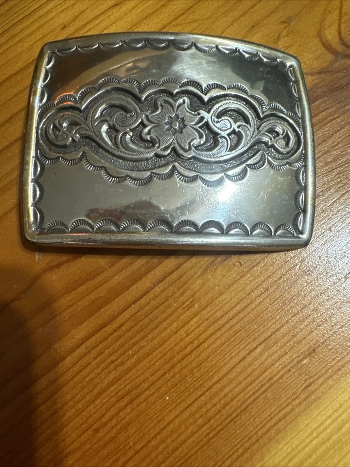 Fivela de cinto rara do sudoeste floral videira vaqueira rodeio navajo banhado a prata - Imagem 2 de 4