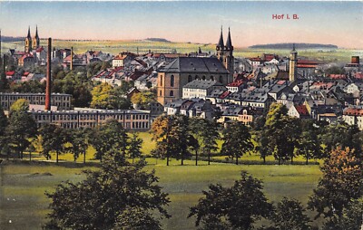 AK Hof i. B. Ortsansicht Postkarte vor 1945