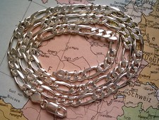 Figarokette Sterlingsilber 60 cm x 3,7 mm, Herrenkette Figaro Silberkette 60 cm