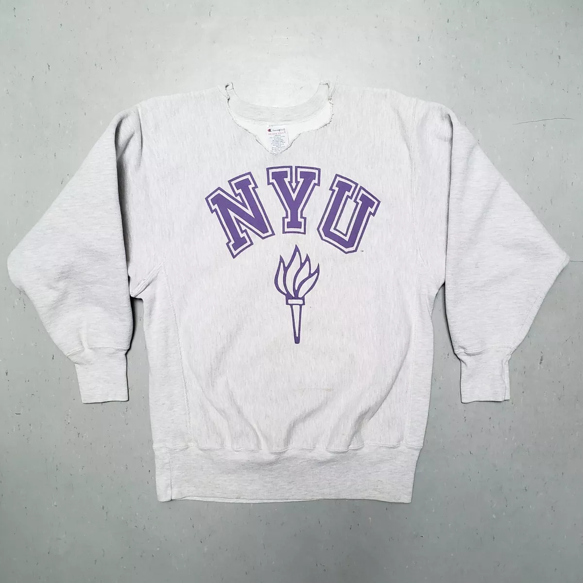 Vtg 80s CHAMPION NYU Sweatshirt Reverse Weave New York University Shirt L  RARE