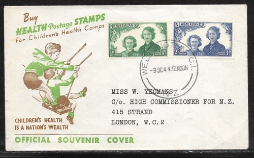 NEW ZEALAND F.D.C. 9/10/1944 SG663/64 "TWO PRINCESSES"