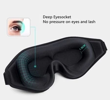 3D Black Sleep Mask For Men & Women Eye Mask Sleep Blindfold Travel Accessories