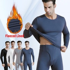 Men's Thermal Underwear Set Fleece Lined Long Johns Shirts Tops  Bottom Sets US