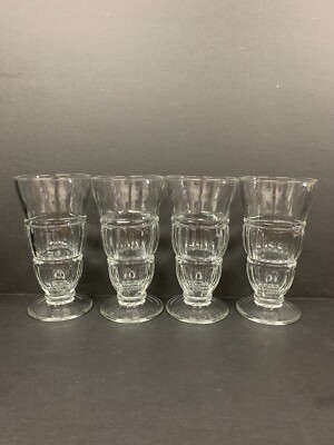 Vintage Set Of 4 Milkshake Glasses Soda Fountain Ice Cream Float Parfait Sundae