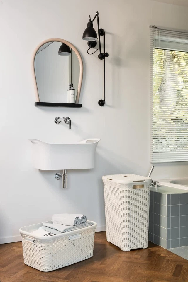 Coffre à Linge Style 60L - Bac à Linge Sale avec Couvercle - Aspect Rotin Tex... - Bild 3 von 4