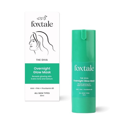 Foxtale Overnight Glow Mask  4% Glycolic Acid | 3% Lactic  for Men & Women 30 ML