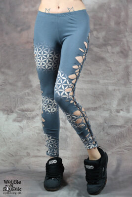 WEAVE LEGGINGS Sacred Geometry Flower of Life Pixie Fairy Psytrance Festival 