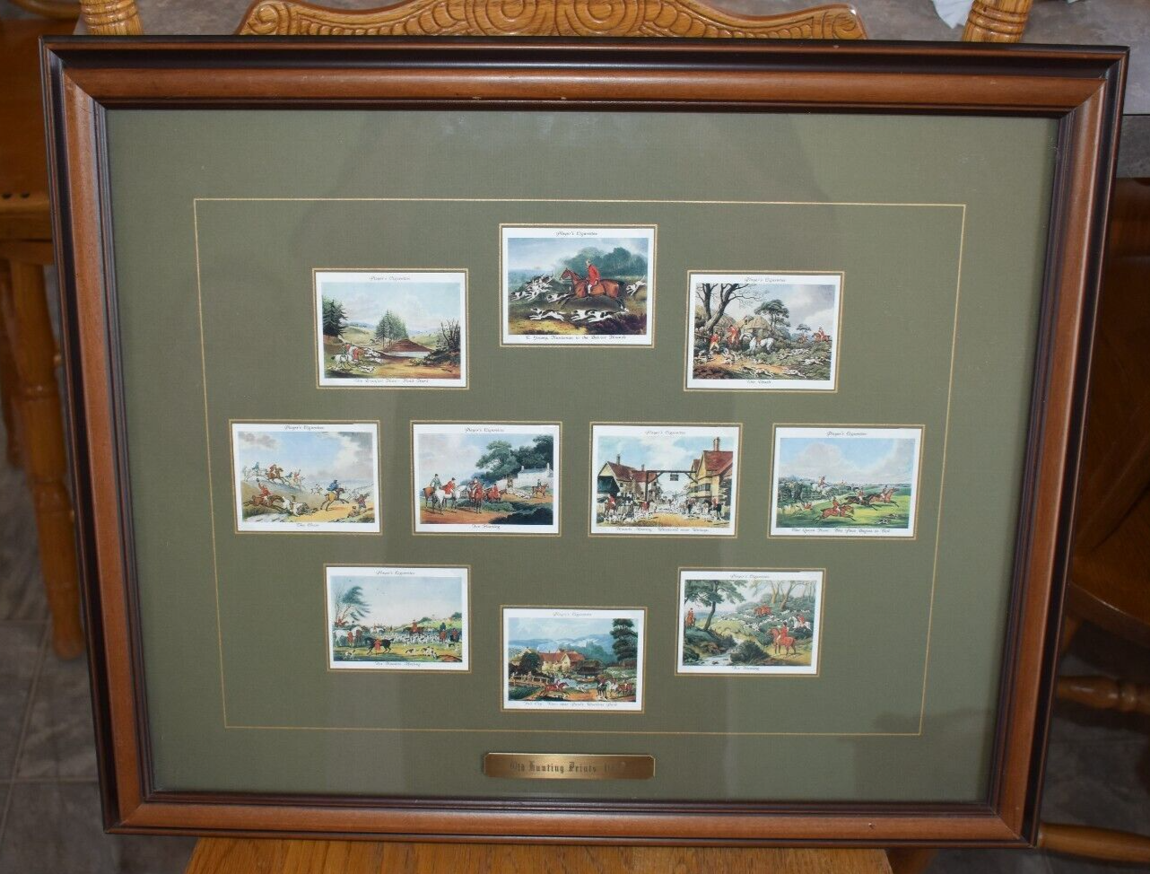 1938 CIGARETTE COLLECTABLE CARDS OLD HUNTING PRINTS FRAMED 22 x 19