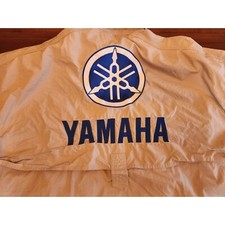 Vintage Yamaha Khaki Button Up Short Sleeve Large Spell Out Mens Size XXXL