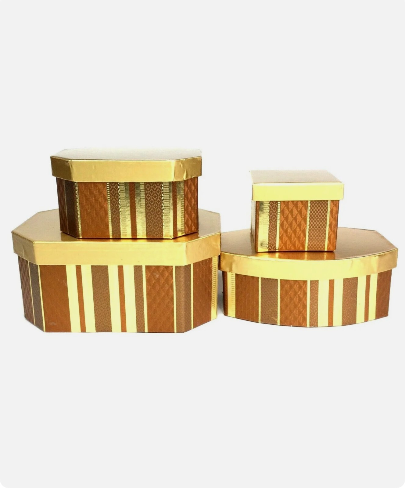 NEW Copper & Gold Fancy Stacking Tower 4-Piece Gourmet Gift Box Set 