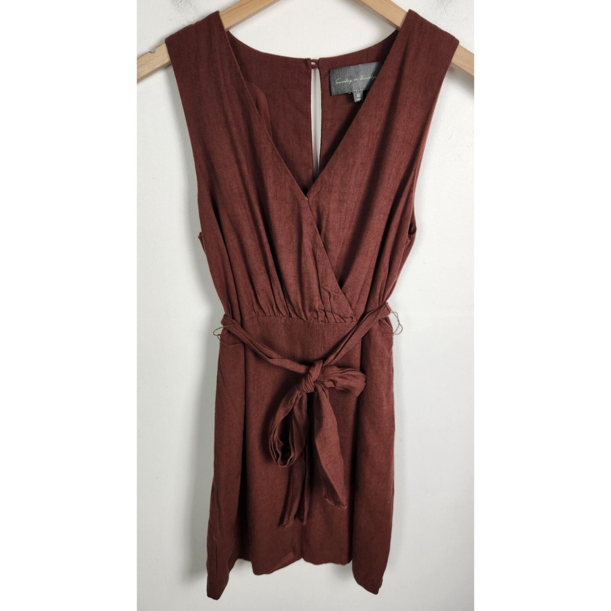 princess polly baby blue dress Faithfull The Brand Venezia Linen Mini Dress | Brown main image 0