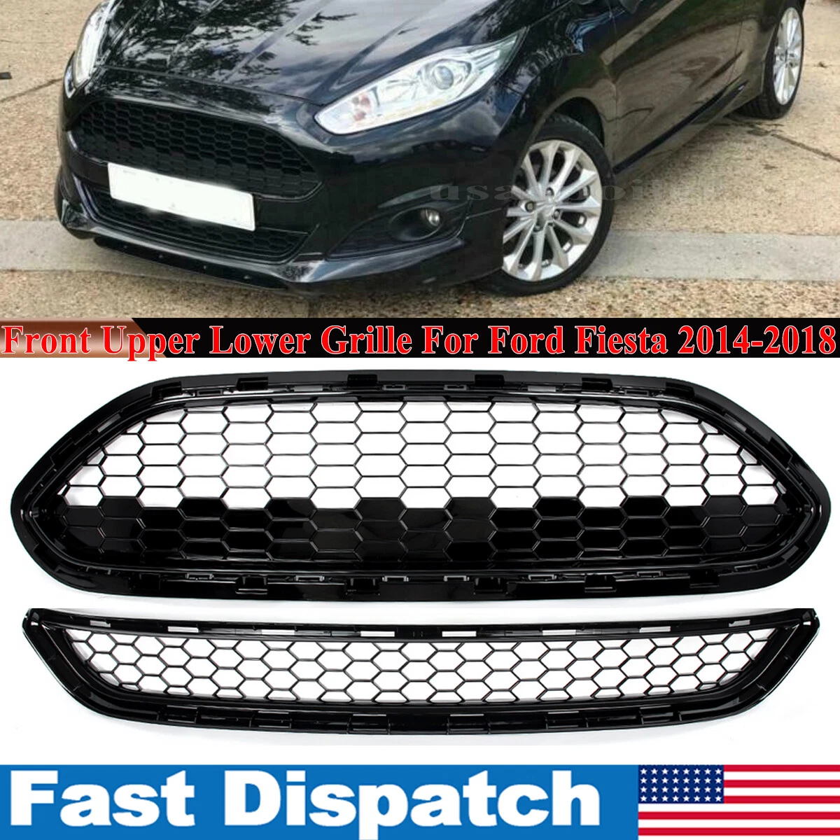 Parrillas Inferiores Para Parachoques Delantero Ford Fiesta 2005-2008 - Color Gris Oscuro