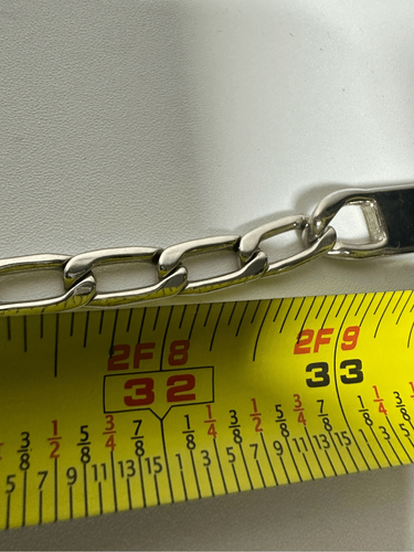 Vintage Calvin Klein Silver Tone Geometric Chain Belt One size Logo 33” *Notes - Picture 5 of 8