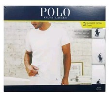 Polo Ralph Lauren White Classic Fit Crew-Neck T-Shirt 3 Pack Medium NEW