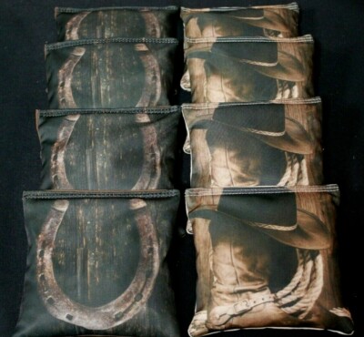 WESTERN COUNTRY COWBOY BOOTS HORSESHOE 8 ACA Regulation Cornhole Bean Bags 