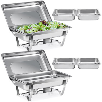2Stk 2in1 9L Chafing Dish Starter Buffet Set Speisewärmer Warmhaltebehälter