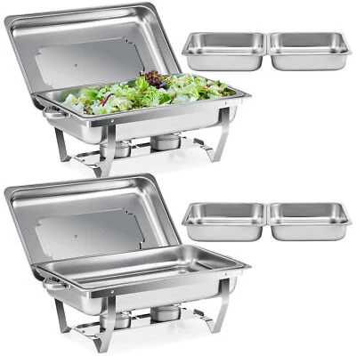 CRENEX 2Stk 2in1 Chafing Dish Starter Buffet Set Speisewärmer Warmhaltebehälter 1/2&1/1