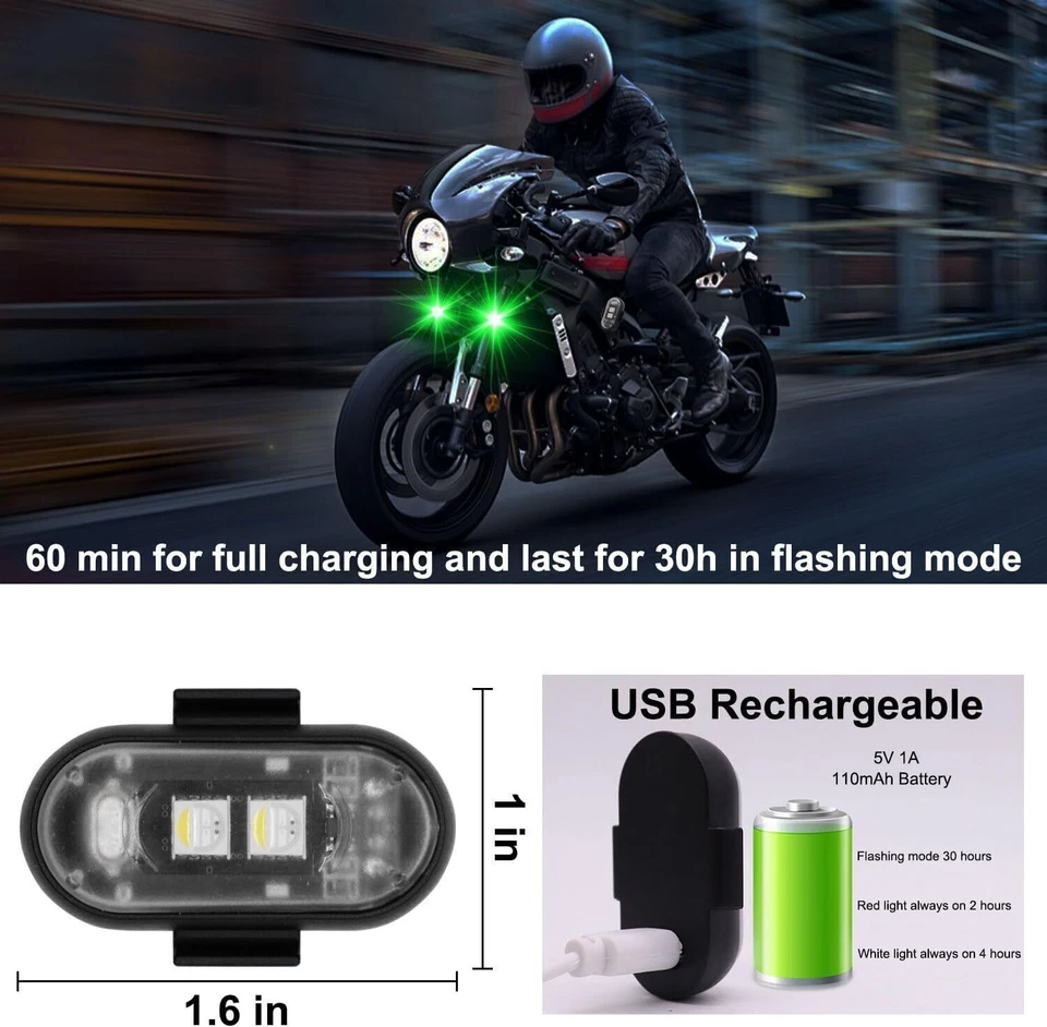 4Pcs Wireless LED Strobe Light RGB 8 Colors Rechargeable Flashing Warning Lights - Image 2 of 4