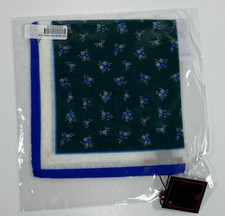 NEW ISAIA POCKET SQUARE / POCHETTE COTTON/SILK EMERALD  90