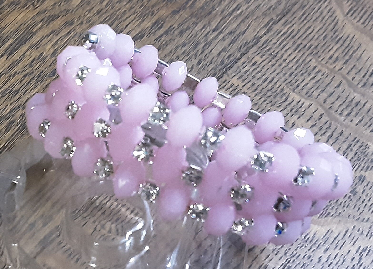 Bracelet Vintage Tortillon 3 Rangs Perles Facettées Cristaux - Noir