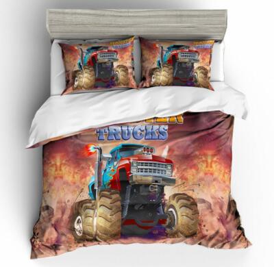3D Monster LKW DS Steppdeckenbezüge Bettbezüge Set Bettwäsche