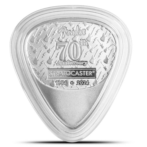 10 Gram PAMP Suisse Sterling Silver 70th Anv. Fender Stratocaster Guitar Pick - Picture 5 of 7