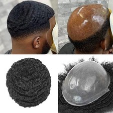 Afro Curly Human Hair Toupee Men Thin Skin African Male Toupee Full PU System