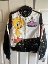 Looney Tunes Cartoon Tweety Bird Lot29 Bomber Jacket Vintage Kids Size XL White