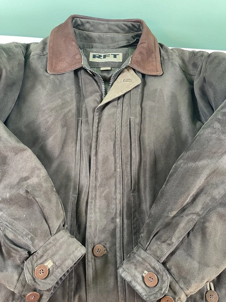 RFT RAINFOREST - Men's Removable GooseLiner - Leather Chore Barn Jacket - Medium - Image 3 of 4