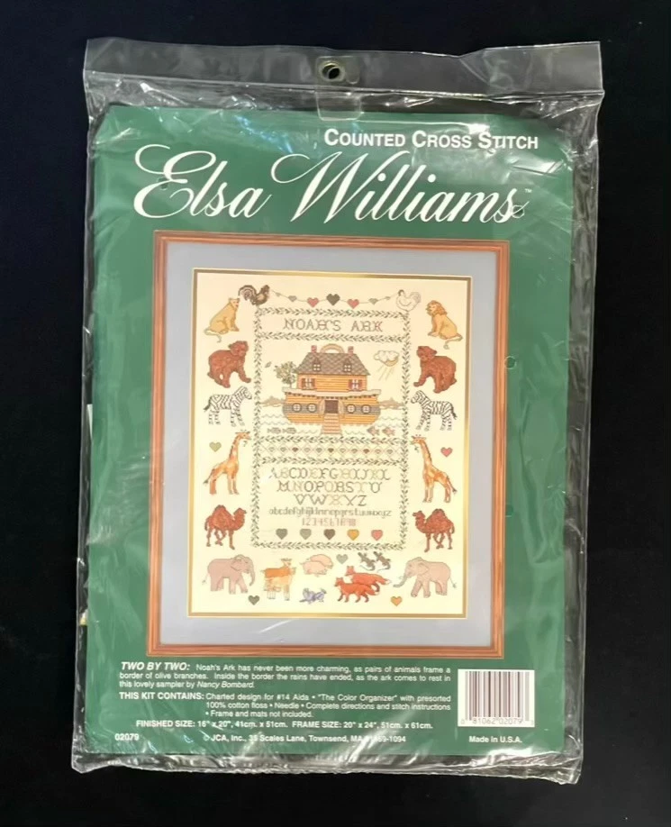 Kit amostrador ponto cruz contado Noah’s Ark tamanho acabado 16x20" artesanato cristão - Imagem 3 de 4