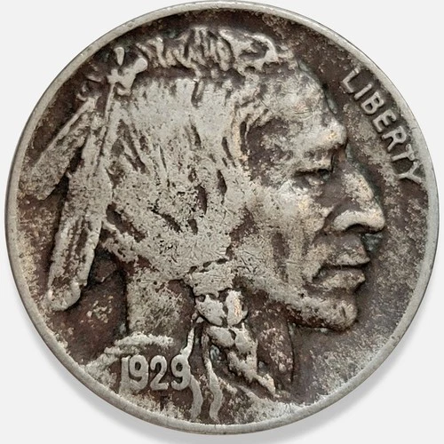 1929-D Buffalo Nickel 5c Very Fine F+ * Original Surfaces * 1929D #1