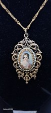 Vintage Cameo-Style Portrait Pendant Necklace with a Victorian revival design.
