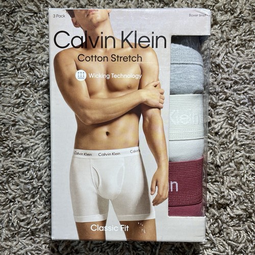 Calvin Klein Men's Size 2XL Cotton Stretch 3-Pack Boxer Briefs Classic Fit
