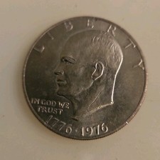USA 1776-1976 Bicentenal D Eisenhower Liberty Bell Moon One Doller Coin
