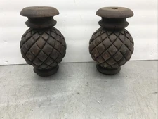 Salvage Antique Mahogany Wooden (2) Post Finial Leg’s Feet Craft. set of Two