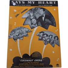 Vintage Says My Heart Sheet Music Loesser & Lane Cocoanut Grove