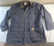 Vtg. Carhartt Jacket PB1317 Dark Blue Blanket Lined Union Made Size XL