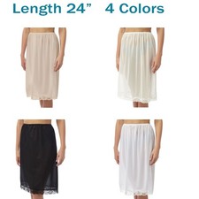Womens Lace Trim Half Slip Petticoat Ladies Underskirt 18" 24" 27" Size 12-26