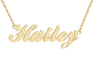 Authentic Dancing Wolf 18k Gold Plated Hailey Name Necklace Nameplate Neck