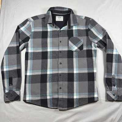 NOMAD Craft + Flow BLK Sierra Lined Flannel Shirt Mens M Gray Plaid Cotton