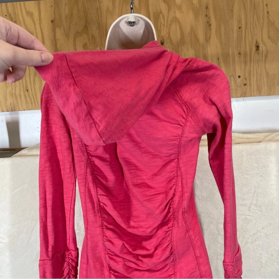 XCVI women’s  shirt long sleeve ruched cowl neck pink small hooded granola - Image 3 of 4
