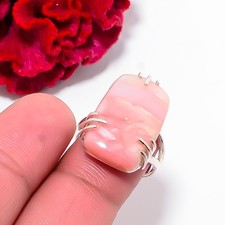 Pink Opal - Peru Gemstone 925 Sterling Silver Ring S.8 R102539