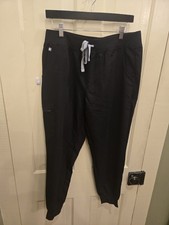 Women's Sz Large/Petite FIGS W-Zamora Jogger Scrub Pants Black Cargo Pocket NWT