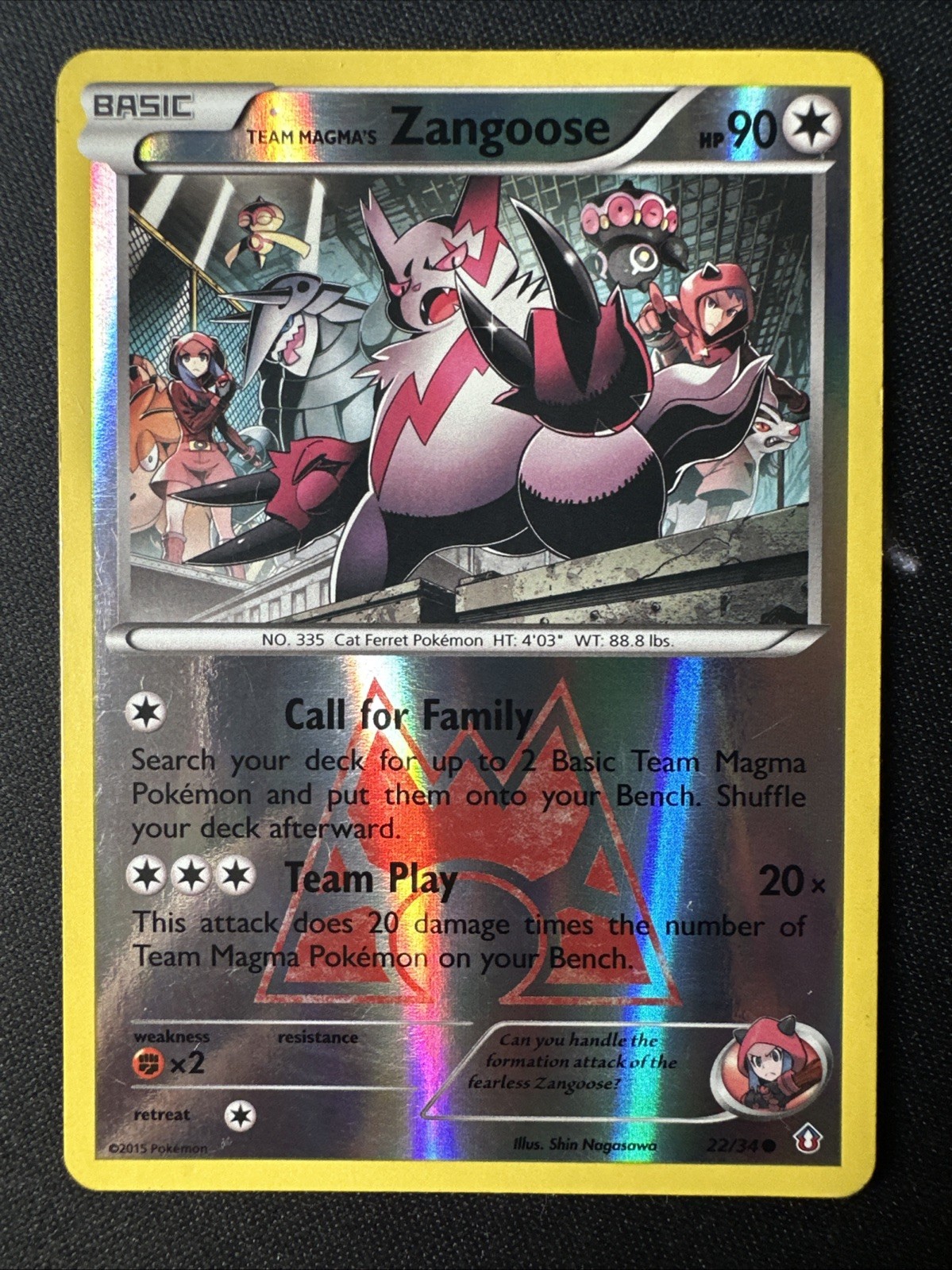 Team Magma's Zangoose 22/34 Double Crisis Reverse Holo