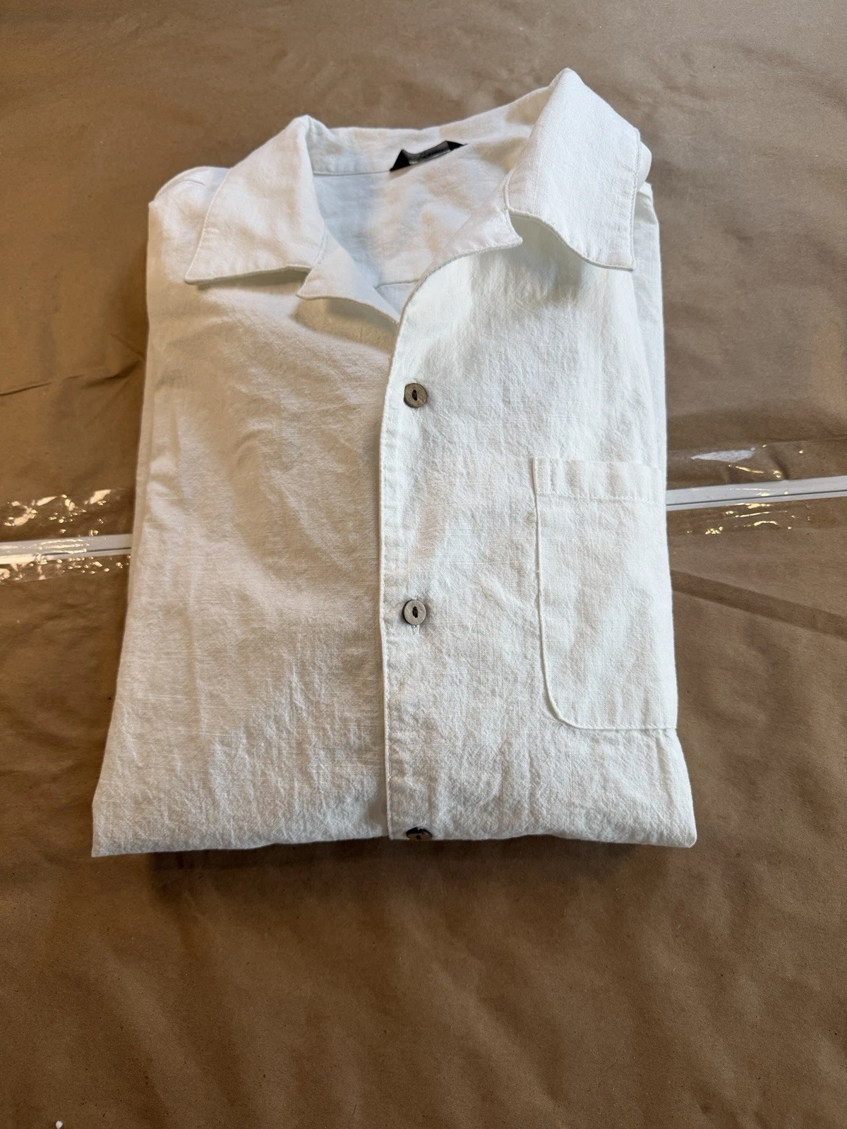 Coofandy Men’s Short Sleeve Solid Ivory Off White Shirt XL. 100% Cotton. EUC
